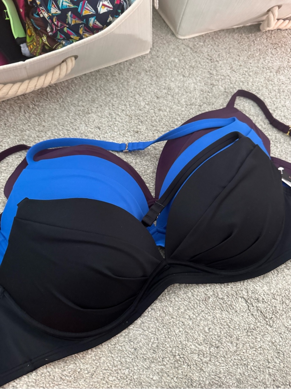 Victoria's Secret Black, Blue & Purple Padded push up swim bikini tops